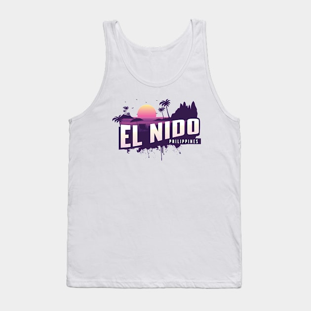 El Nido Philippines Palawan Purple Sunset Tank Top by Family Heritage Gifts